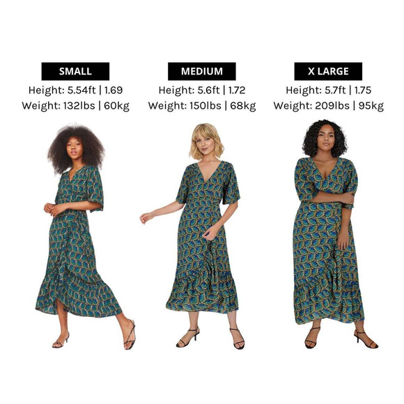 Silk & Salt Journey Maxi Wrap Dress African Peacock Print Green Blue NEW Medium - Picture 12 of 12